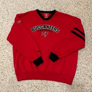Vintage NFL Brand Buccaneers Crew Neck - Red w/ Blk trim - Size XL